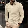 2026 Camisa Masculina Transfronteiriça Europeia e Americana Amazon Nova Estampa Digital com Zíper Manga Longa Camiseta Masculina Top