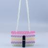 Nova Bolsa Fashion Arco-Íris Feminina de Ombro/Axila Aberta Listrada Quadrada Pequena Bolsa de Ombro Feita à Mão com Contas de Acrílico