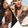 Tatuagem Adesivo de Flor Colorida para Braço Transfronteiriça Sentido Avançado Homens e Mulheres Flor de Simulação Leão Tigre Adesivo de Tatuagem de Meio Braço