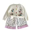 Conjunto de Niña Elegante para Otoño 25 Nuevo Conjunto de Dos Piezas para Bebé Niña Pantalones Anchos Suéter Cárdigan Transfronterizo