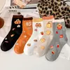 Calcetines Coreanos Estilo Transfronterizo, Colección de Calcetines de Algodón Peinado de Caña Media, Calcetines de Dibujos Animados Japoneses, Calcetines para Mujer 200N, Venta al por Mayor de Calcetines de Algodón
