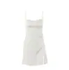 Camisola corta fina de nuevo estilo, color liso, cómoda, con ribete de encaje, usable como bata de noche, ropa para el hogar, ropa de dormir para mujer