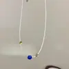 Collar de Flor Azul, Piedra Natural Colorida y Plata Splicing para Mujer, Diseño Único, Gargantilla de Nicho, Cadena para Clavícula de Vacaciones en la Playa