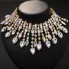 Vestido de Banquete Transfronterizo Nuevo de Diamante Completo Collar Exagerado Cadena para Clavícula de Pedrería en Forma de Gota de Agua de Alta Calidad Europea y Americana collar