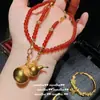 Método antigo flor borboleta dourada esmalte lírio pulseira de meio pulseira nova maré chinesa ágata gota cabaça vitrificada colar