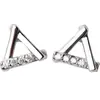 Pendientes Triangulares Huecos Estilo Coreano de Plata Pura S999 para Mujer, Pendientes Mini Personalizados Sencillos de Nicho Estilo Ins al por Mayor