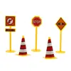 Sinalizações de Trânsito de Plástico Placa de Bloqueio de Estrada Enfeites Decorativos para Bolo Cone de Trânsito Tubo para Bolo de Gelo Peças de Fantasia Cena de Semáforo 5