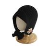 Gorro de Punto con Protección para las Orejas para Niñas en Otoño e Invierno Grueso de Lana Gorro Lei Feng Color Sólido Correa Linda Gorro Volador para Hombres Tendencia Coreana
