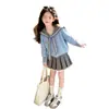 Conjunto de Suéter para Niñas 2026 Nuevo Moda Gato Tejido para Niños Mayores, Estilo Otoño e Invierno con Cuello Solapa