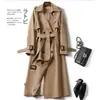 Gabardina de longitud media para mujer 2025 primavera y otoño nuevo estilo coreano talla grande petite popular estilo británico abrigo hasta la rodilla