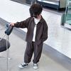 Terno de veludo cotelê para meninos Primavera e Outono Bonito Cor Sólida Casual Conjunto de Duas Peças Comércio Exterior Infantil Roupas Infantis