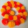 Frontera México India-Guirnalda de Cuerda de Flor de Cempasúchil Guirnalda Guirnalda Día de Muertos Halloween Decoración de Boda Guirnalda