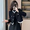 Casaco curto estilo francês para mulheres, nova coleção primavera e outono, moda versátil de alta qualidade, jaqueta estilosa patchwork, top, cardigã