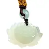 Colgante de Jade Hetian Natural Jade Blanco de Xinjiang Colgante de Jade Flor de Loto Colgante de Jade Pareja Collar Femenino Regalo de Año Animal
