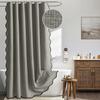Cortinas de Ducha de Color Sólido de Lino Sintético con Borde Ondulado Negro, Cortinas Impermeables para Baño y Cortinas Divisorias para Baño - Modelos Transfronterizos Nuevos Cuidadosamente Seleccionados