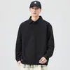 Camisa polo de peso pesado estilo americano para hombre, nueva colección otoño/invierno 2026, camisa polo de manga larga de corte holgado a la moda, capa base de color liso