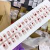 Combinación 1 tira de uñas con acabado de ojo de gato, venta al por mayor, 30 piezas de parche de uñas postizas desmontables de alta calidad