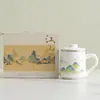 Infusor de Té Cerámico Taza de Oficina con Tapa Taza para Preparar Té de Uso Doméstico Día Nacional Festival de Medio Otoño Doble Festividad Taza de Té Taza Souvenir