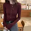 Suéter de punto amarillo ajustado para mujer de principios de otoño e invierno, suéter básico de diseño popular estilo coreano de este año para mujer