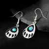 Pendientes Europeos y Americanos de Nuevo Comercio Exterior, Huellas de Patas de Animales Retro Personalizadas con Goteo de Aceite, Pendientes de Turquesa, Joyería Transfronteriza al por Mayor