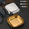 Plato Cuadrado de Acero Inoxidable 304 Coreano Plato para Restaurante Pollo Frito Papas Fritas Snack Plato Dorado Barra Dorada Ktv Plato para Snack Plato Pequeño