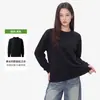 Sudadera de cuello redondo para mujer, venta directa de fábrica, corte holgado, disimula la grasa corporal, hombros caídos, forro polar, manga larga, ligera, versátil, capa base casual