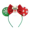 Diadema Navideña de Orejas de Ratón Mickey Mouse para Parque de Atracciones Fiesta Disfraz Accesorios para la Cabeza Navideños Diadema con Lazo