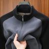 Otoño 2024 Nuevo Sudadera de Forro Polar para Hombre Cálido Abrigo de Forro Polar de Cuello Vertical Engrosado Casual Chaqueta con Cremallera para Hombre