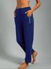 Pantalones rectos de primavera Cintura media Gris Urbano Casual Distintivo Sin cintura Algodón Pantalones rectos Pantalones deportivos sin mangas