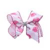 Pinza para el pelo grande con estampado de rayas arcoíris para niña, con lazo grande, flores de margarita de colores y borde acanalado, pinza de cocodrilo
