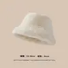 Sombrero de pescador de felpa de color liso para mujer, cálido en invierno, hace que la cara se vea más pequeña, esponjoso y suave, sombrero tipo cubo versátil para cabezas grandes