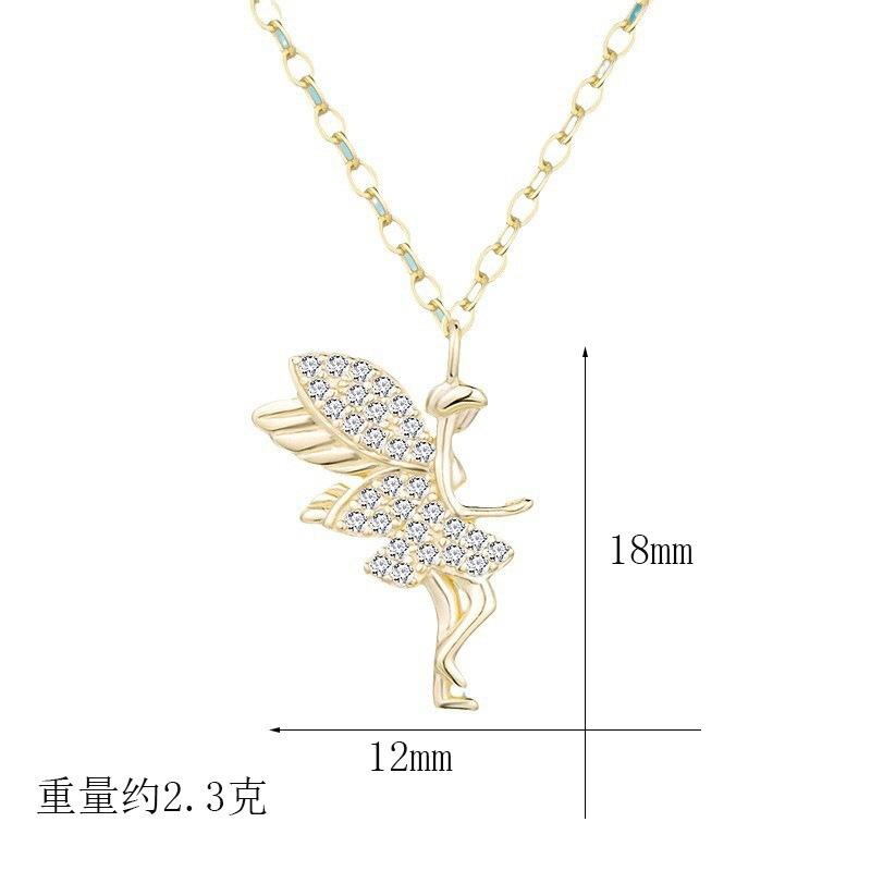 天使女孩项链镶钻金色925纯银项链.jpg