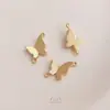 Pingente de Borboleta Pequena de Camada Dupla com Glitter de Areia Banhado a Ouro 14K Conservador de Cor Acessórios de Dupla Suspensão Material Artesanal Brincos DIY Pingente de Joia