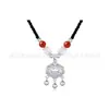Collar de Plata Pura 999 Candado de Paz y Fortuna con Colgante de Candado de Longevidad de Campana Hueca, Cadena para Suéter Estilo Chino al por Mayor, Disponible para Dropshipping