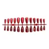 Pontas de Unha Vermelho Brilhante Estilo Cat-Eye, Arte de Unha Cor Sólida Vinho, Peças de Unha Prontas para Noivas, Adesivos de Unha de Ano Novo
