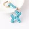 Venta Directa de Fábrica de Llavero de Perro Globo de Cordón de Cuero Full Diamante de Moda Colgante Decorativo Llavero de Bolso Pequeño Regalo Al Por Mayor
