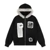 Jaqueta Patchwork Estilo Americano Solta com Gola de Pelo para Homens e Mulheres, Nova Coleção Primavera 2026 High-End Nicho Casual Moletom