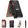 Portatarjetas al por mayor de comercio exterior con patrón de fibra de carbono, ventana para identificación, tarjetero magnético, múltiples ranuras para tarjetas, RFID antirrobo, billetera para hombre