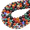 Cuentas de Ágata de Siete Colores, Tiras de Ágata Semiacabadas, Cuentas Redondas de Ágata, Cuentas para Joyería DIY, Fabricante