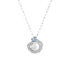 Collar Original de Perlas de Concha Marina para Mujer, Plata Pura, Estilo Coreano, Fresco y Elegante, Cadena para Clavícula con Colgante Geométrico Irregular