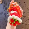 Llavero de Ramo de Flores de Hilo Tejido a Crochet Hecho a Mano Lindo Colgante de Bolso de Ramo de Rosas Regalo de Vacaciones para Parejas Venta al por Mayor