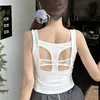 Novo Estilo Garota Apimentada Ombro Largo Vazado Peça Única Regata Feminina com Bojos Embutidos, Não Precisa Usar Sutiã, Top Lindo nas Costas