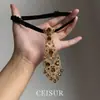 Gola Choker com Gravata Vazada de Design de Nicho Estilo Europeu e Americano, Longa e Elegante, Acessório Versátil para Halloween