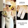 Luvas de Cetim para Casamento de Noiva Renda de Cetim Retro Francês Vestido de Casamento Leve Estúdio de Fotografia Acessórios de Alta Qualidade Yu Ai