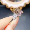 Anillo de Amatrina Natural Popular al por Mayor de Fábrica Plata S925 Incrustado Piedra Principal 10*10 Fábrica de Joyería Venta Directa