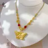Colgante de Mariposa de Tendencia Nacional Antigua Chapado en Oro DIY Mariposa de la Fortuna Collar en Capas Cadena Versátil de Suéter de Moda