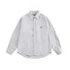 Camisa bordada de rayas estilo retro americano 2026, diseño de cara sonriente para hombre, manga larga, corte holgado, estilo otoño, adecuada para parejas