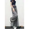 Pantalones Rayados de Cintura Alta de Pierna Ancha Versátiles para Mujer Tallas Grandes, Primavera/Verano 2026, Delgados, con Caída, de Pierna Recta, Casuales Deportivos para Mujeres Curvilíneas