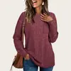 Camiseta de Manga Longa com Gola Redonda, Listras Caneladas, Bolso em Patch de Cor Pura, Pincelada - Estação Outono/Inverno 2024 - Estação Independente Europeia e Americana da Amazon - Novo Produto Transfronteiriço