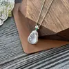 Collar de Cadena para Clavícula de Plata S925 con Colgante de Calcedonia Blanca de Alta Calidad en Forma de Calabaza Incrustado con Ágata de Color Jade para Mujeres, Cadena de Moda Ligera de Lujo para Socialité